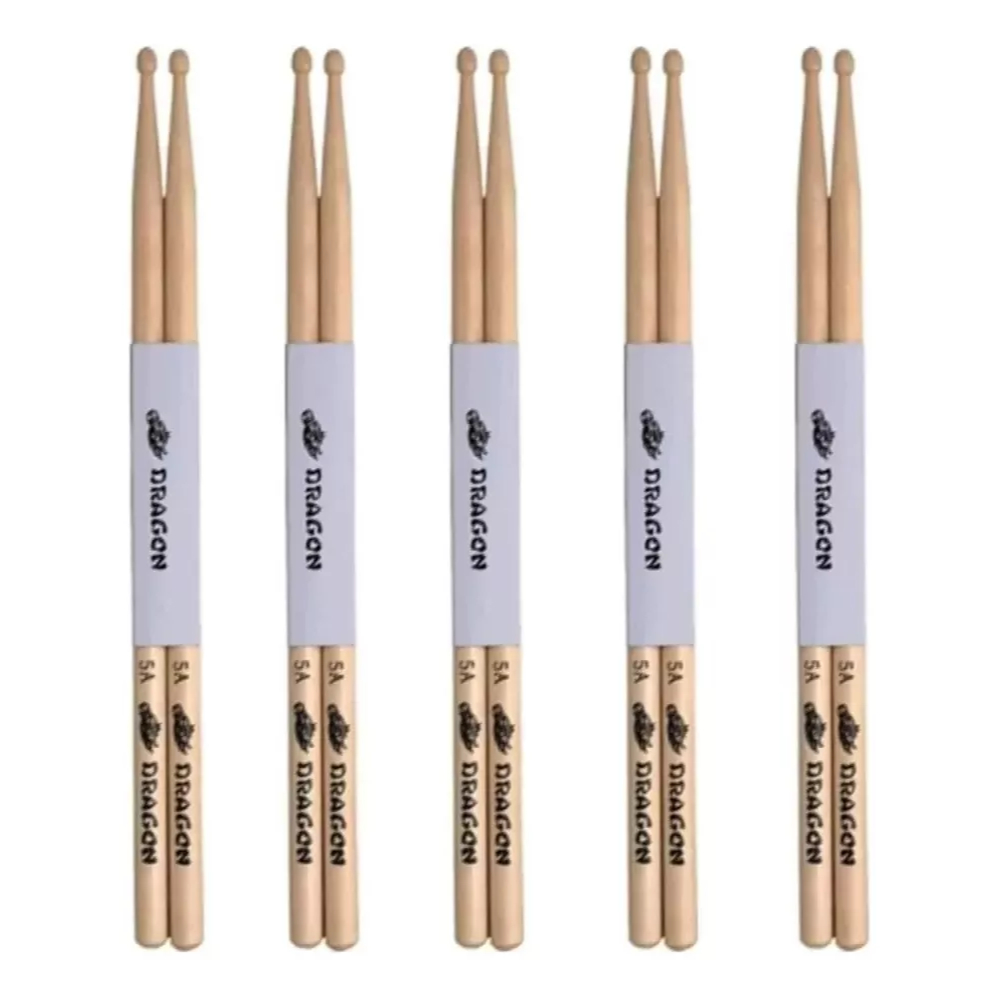 Kit 5 Pares Baqueta Bateria C. Ibanez Dragon 5a, 7a Ou 5b