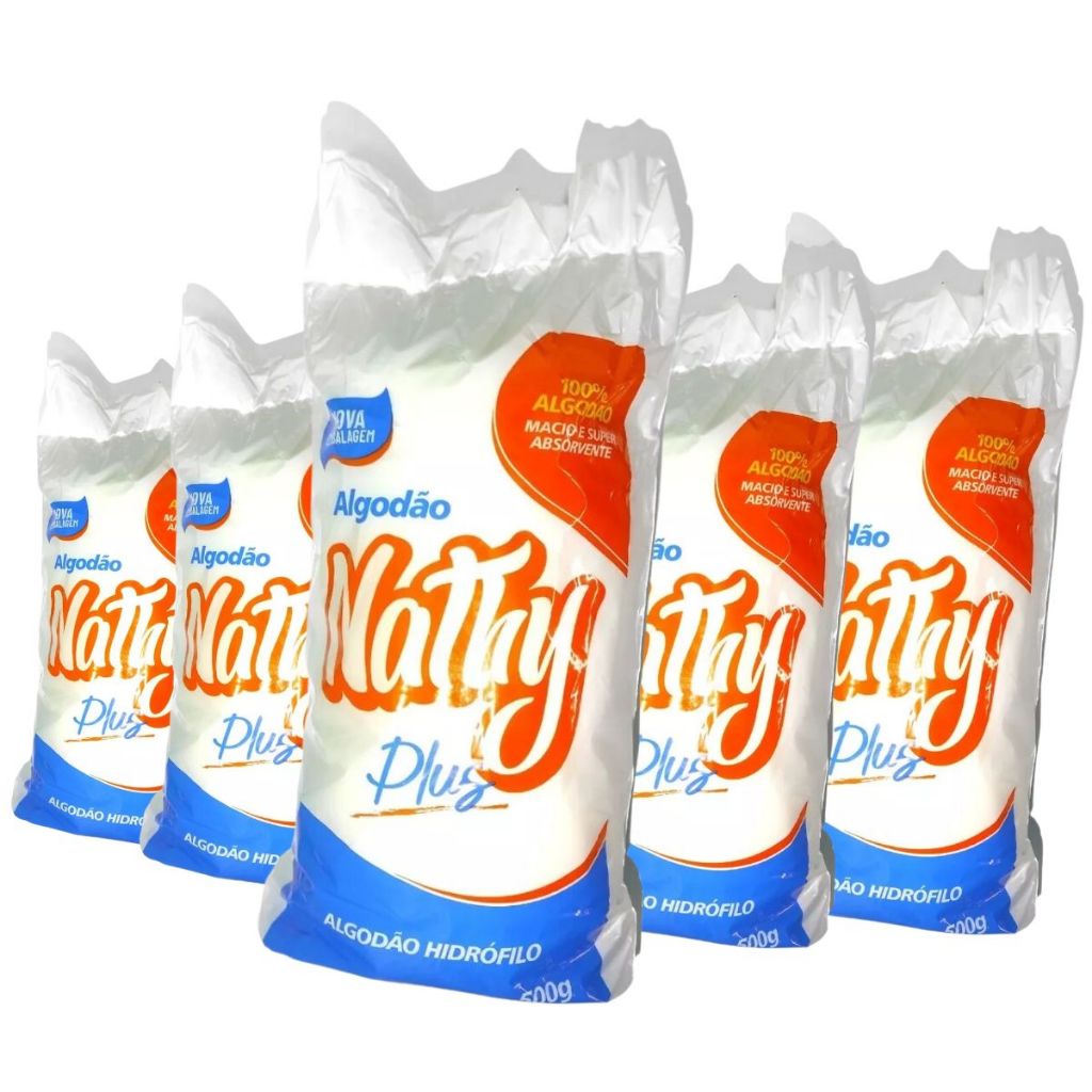 Kit 5x Algodao Hidrofilo em rolo 500g 100% Algodão Nathy