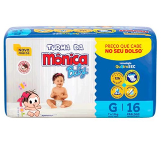 Fralda Descartável Turma da Mônica Jumbinho Tamanho G - com 16 Fraldas em Oferta na Shopee