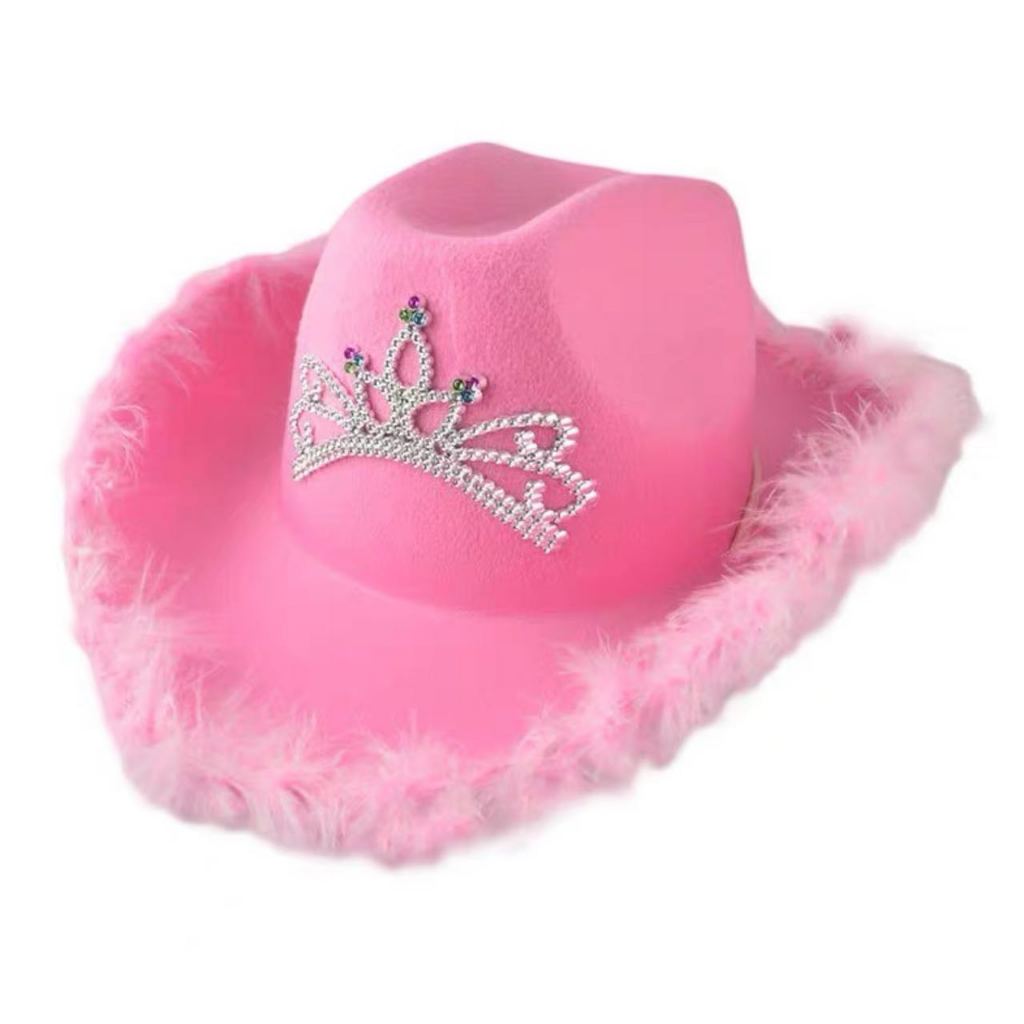 Chapéu De Cowboy Sheriff Esttrla Masculino e Feminino Rosa Com Pena/Fedora em Oferta na Shopee