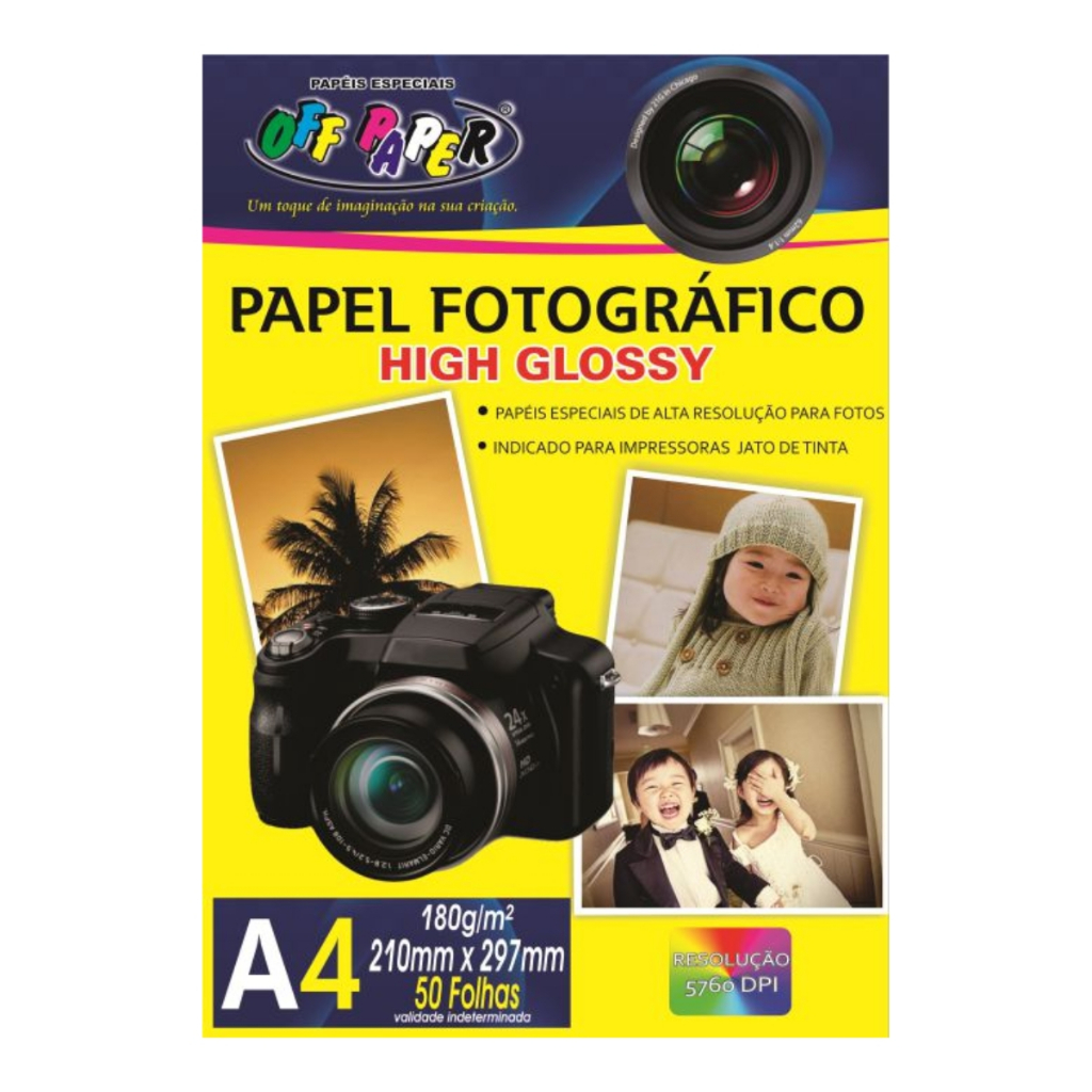 Papel Fotográfico High Glossy 180g A4 50 Fls Offpaper Branco em Oferta na Shopee