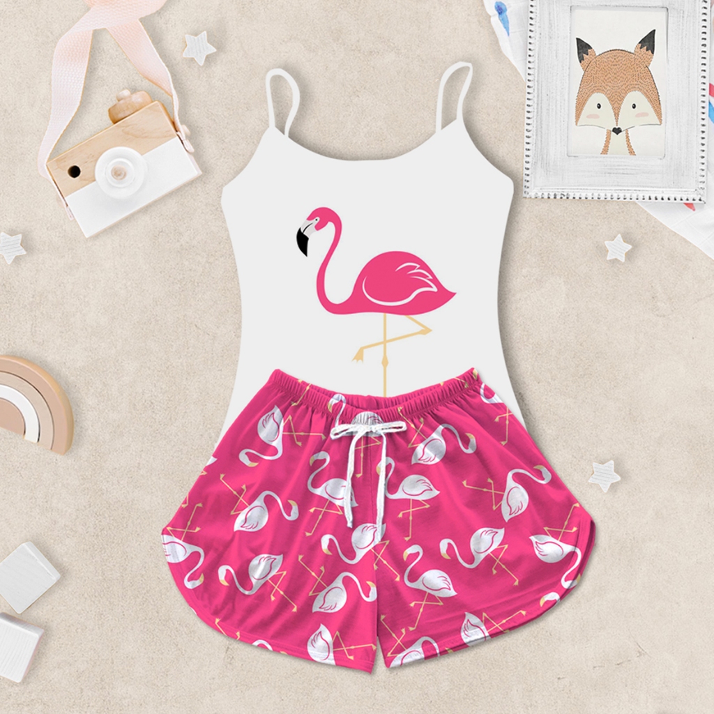 Pijama Infantil Kids Feminino Baby Doll Estampa Flamingo Pink