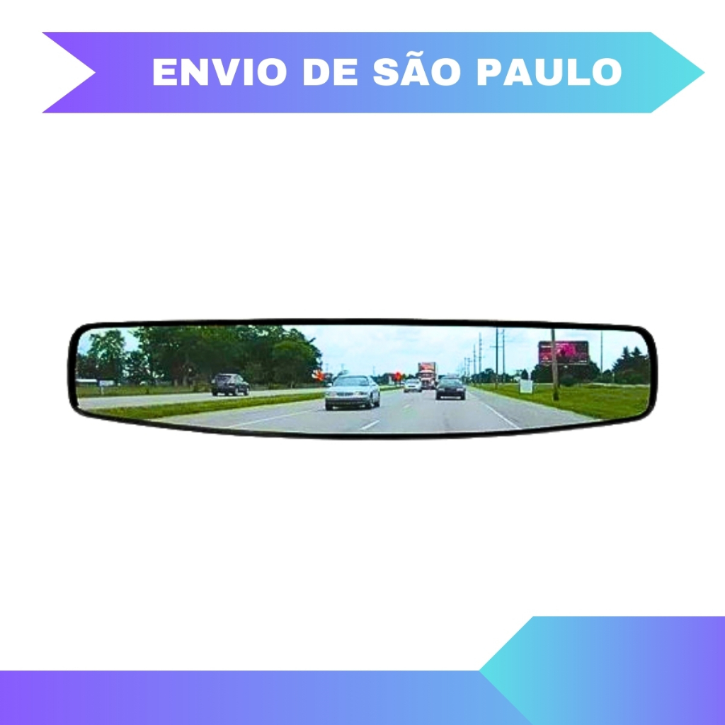 Espelho Retrovisor Interno Universal Convexo Panorâmico Automotivo 43cm em Oferta na Shopee