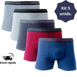 Kit de 5 Cuecas Box-Boxer em cotton Masculina Muito Confortavel Pro Dia Dia em Oferta na Shopee