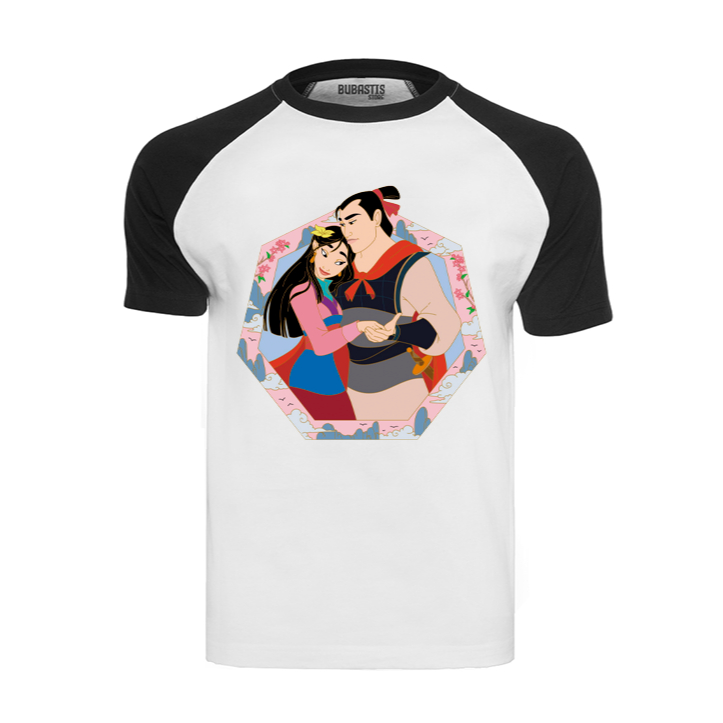 Camiseta Raglan Mulan Princesa Asiática Príncipe Shang Guerreira Adulto Infantil