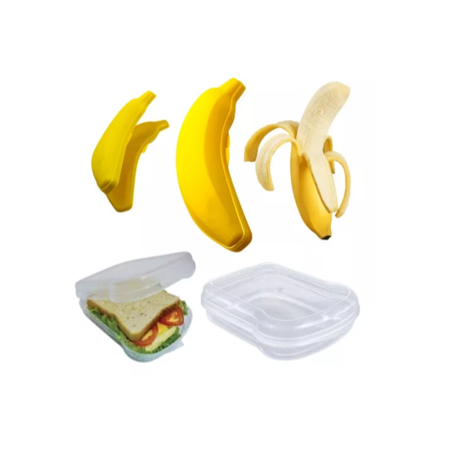 Porta Sanduiche Porta Banana Conjunto Kit top Utilidades Dia a Dia