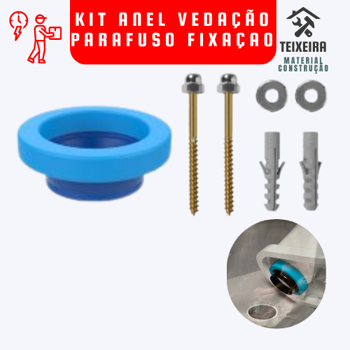 Japi Anel Vedação com Guia para Vaso Sanitário Parafusos de fixação Kit bucha 10