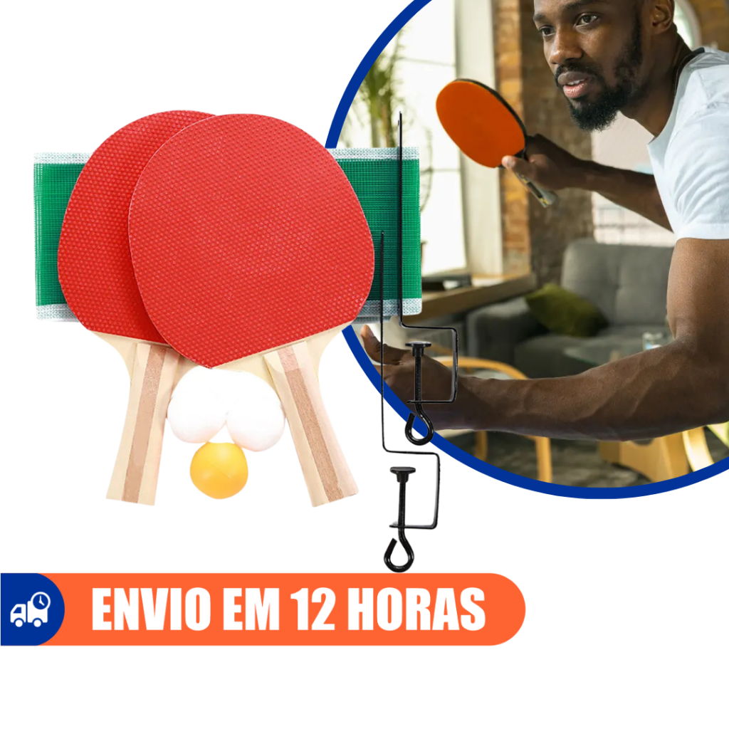 Kit Ping Pong Tênis de Mesa Com 2 Raquetes 1 Rede 3 Bolas Brasport MB