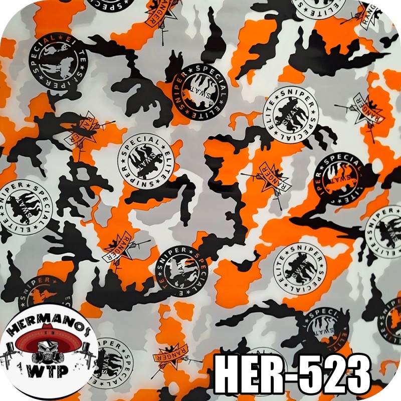 Película Pintura Hidrográfica Wtp 0,50X0,50 Camuflado Swat Orange HER-523