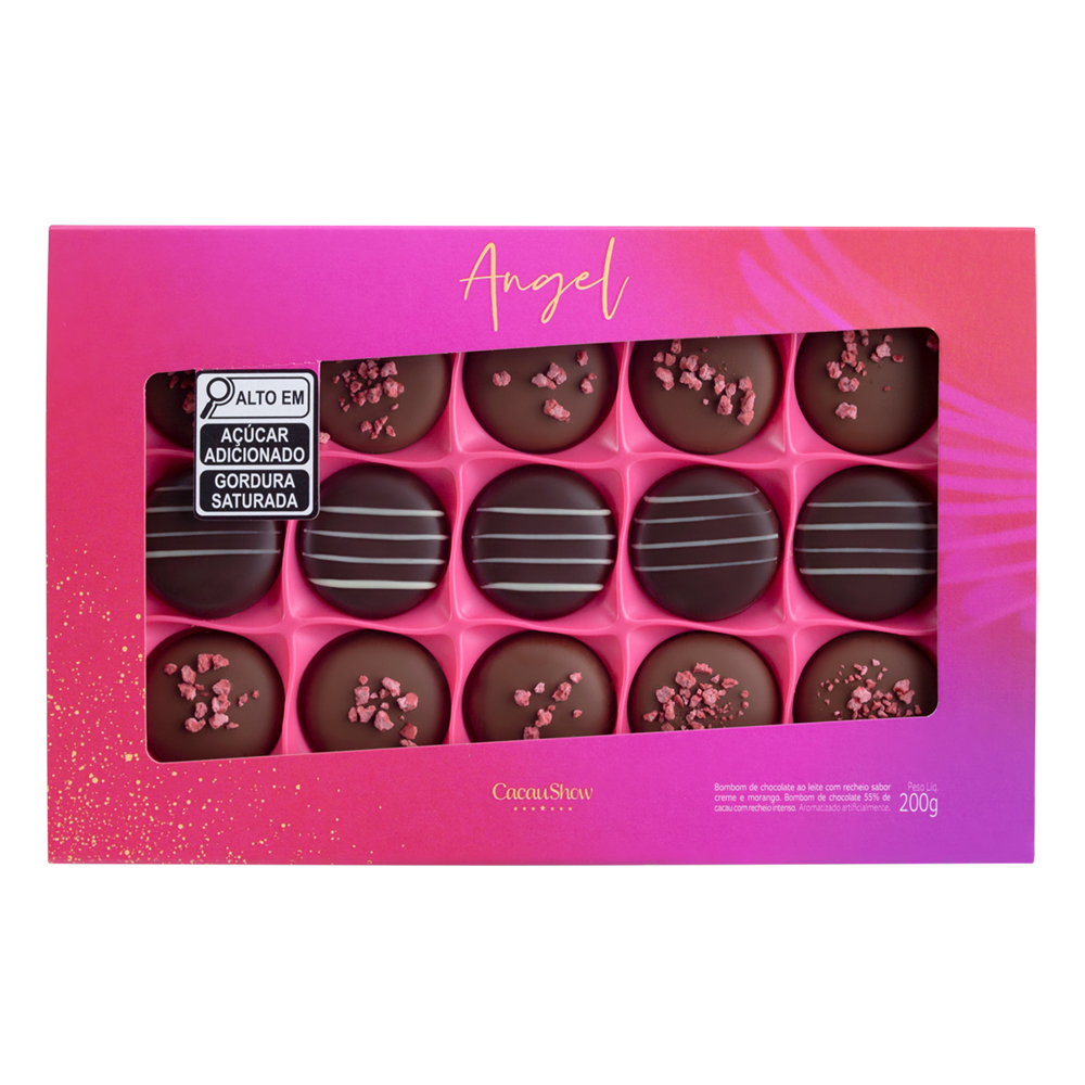 Caixa Gourmet Angel Bombons Chocolate Cacau Show 200g Presente