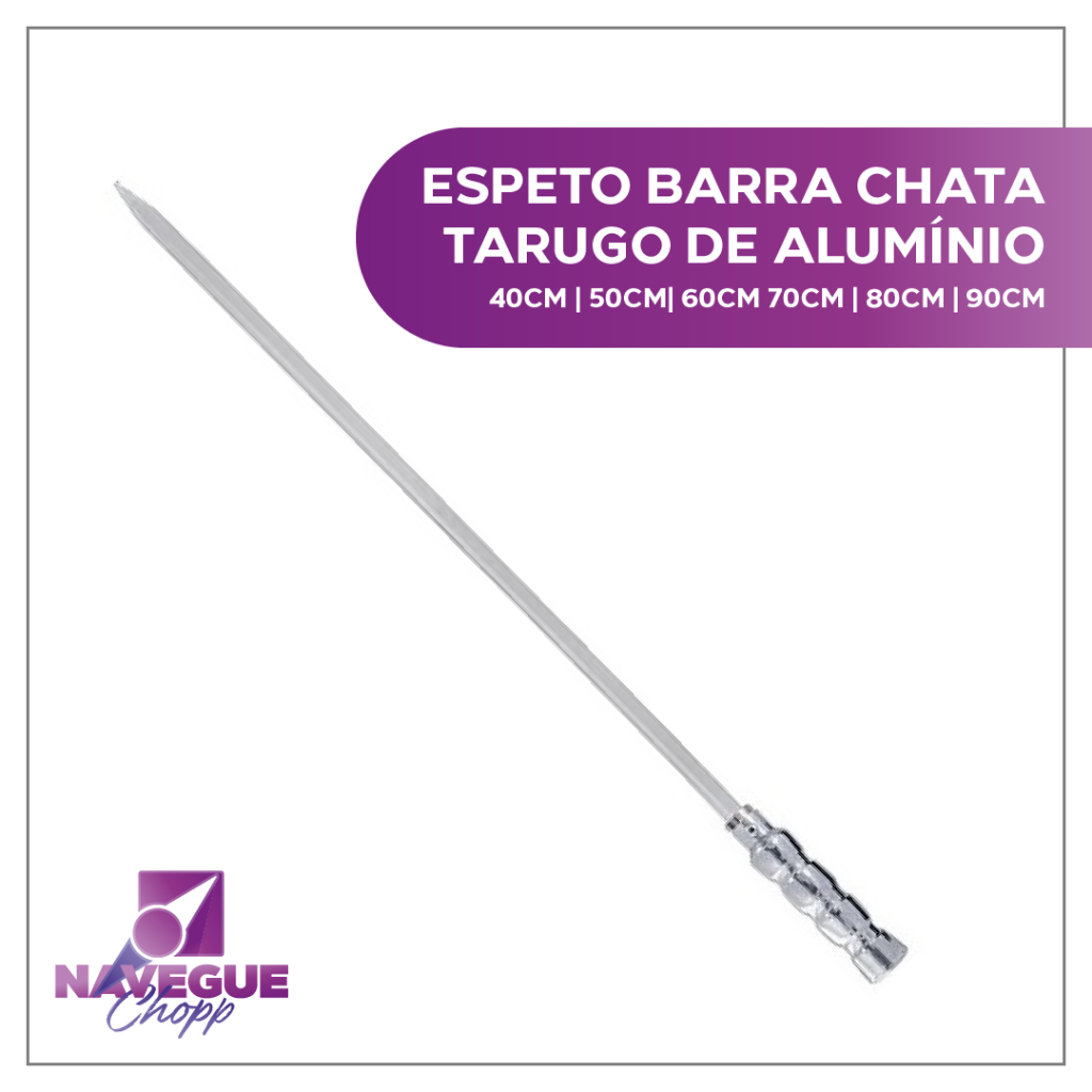 Espeto de Churrasco Profissional Barra Chata com Tarugo de Alumínio - Alta Qualidade