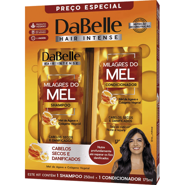 Kit Shampoo 250ml e Condicionador 175ml Milagres do Mel Dabelle