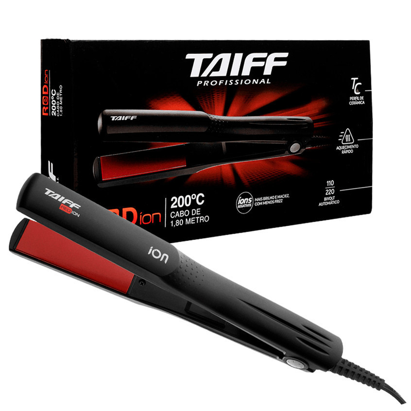 Prancha De Cabelo Taiff Chapinha Red Ion 200ºC Bivolt 110V/220V