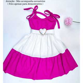 Vestido Infantil Maria ROSA E BRANCO em Oferta na Shopee