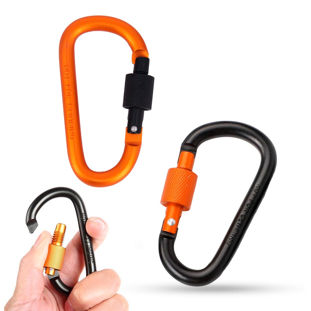 Kit 2 Unidades Mosquetão Liga de Alumínio Reforçado Mochila Chaveiro com trava Automático Cores