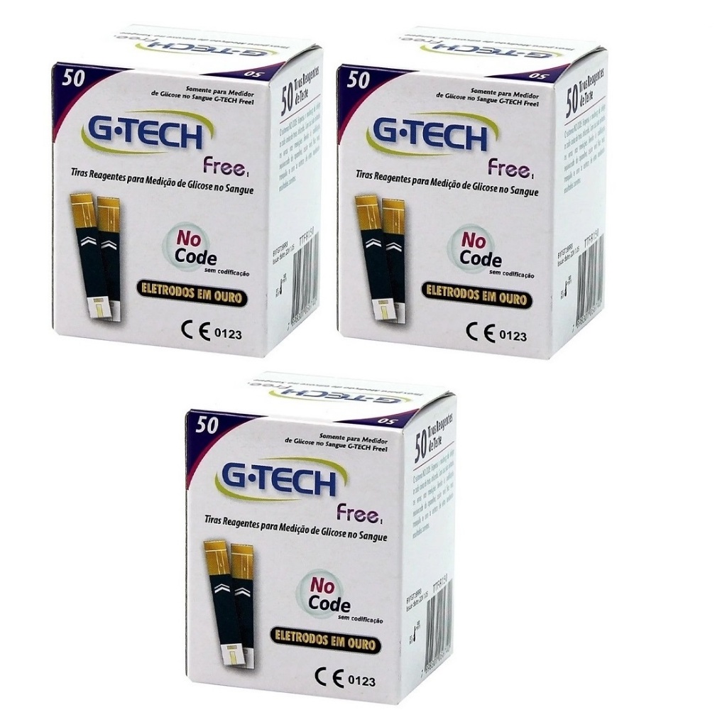 Kit 150 Tiras Reagentes G-Tech Free (3 Frasco C/ 50 Tiras) em Oferta na Shopee