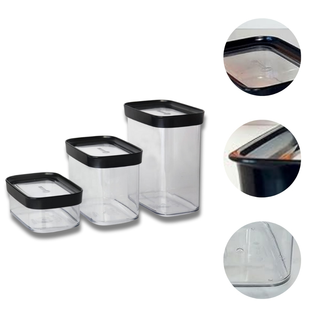 Conjunto 3 Pote Hermético Transparente Tampa para Alimentos Dispensa Organizador de Geladeira 1500ML