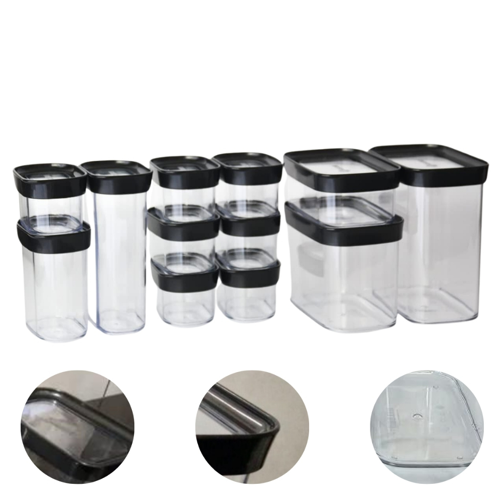 Kit cozinha 12 peças - Potes herméticos mantimentos Conjunto Pote Hermetico Organizadores Dispensa Transparente Tampa Alimentos Organizador Geladeira