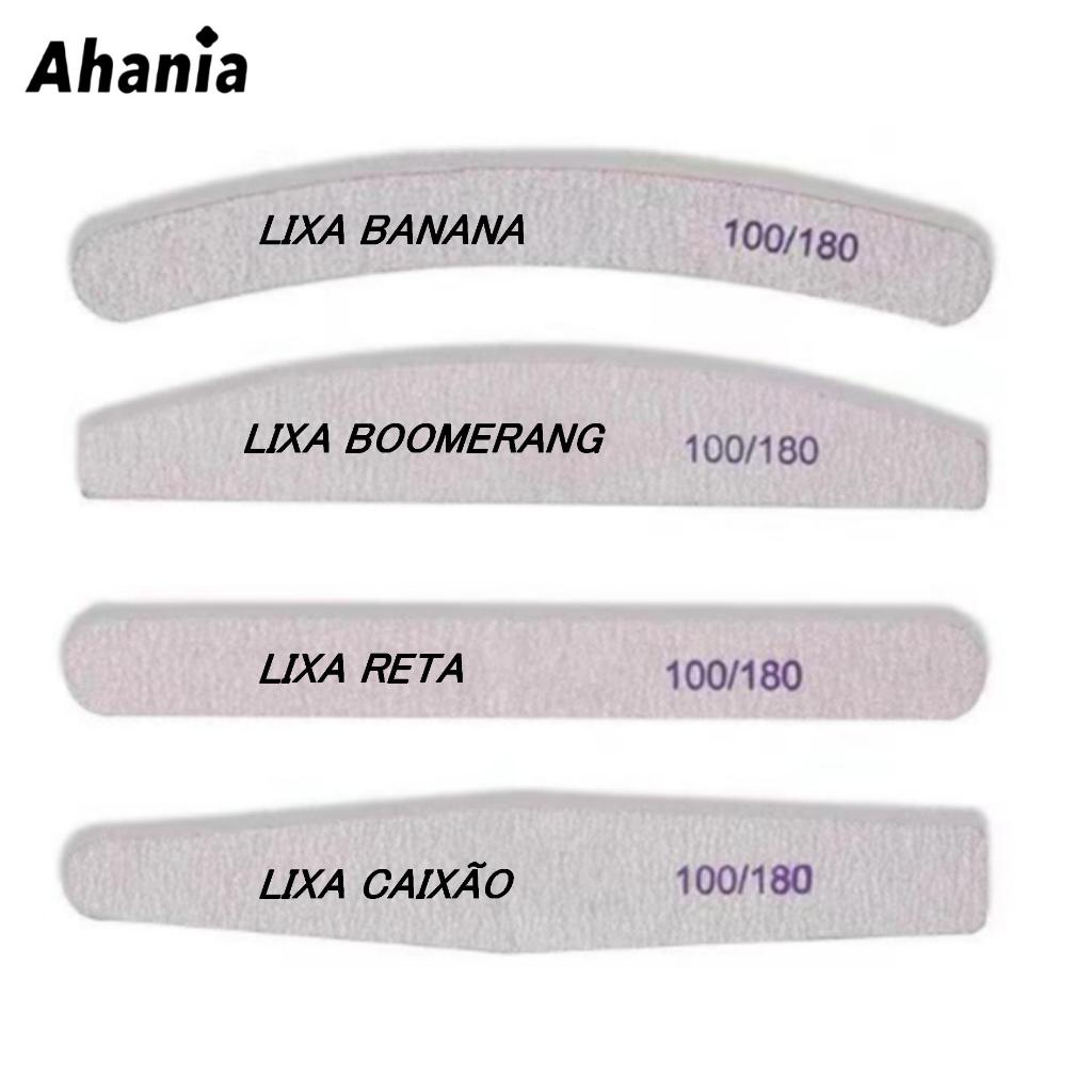 Ahania 10Pçs Lixas de Unhas 100/180 Formatos Banana Boomerang Reta Caixão, Lixa Profissional Para Nail Designer Fibra Lavavél Polimento E Reparos De impurezas