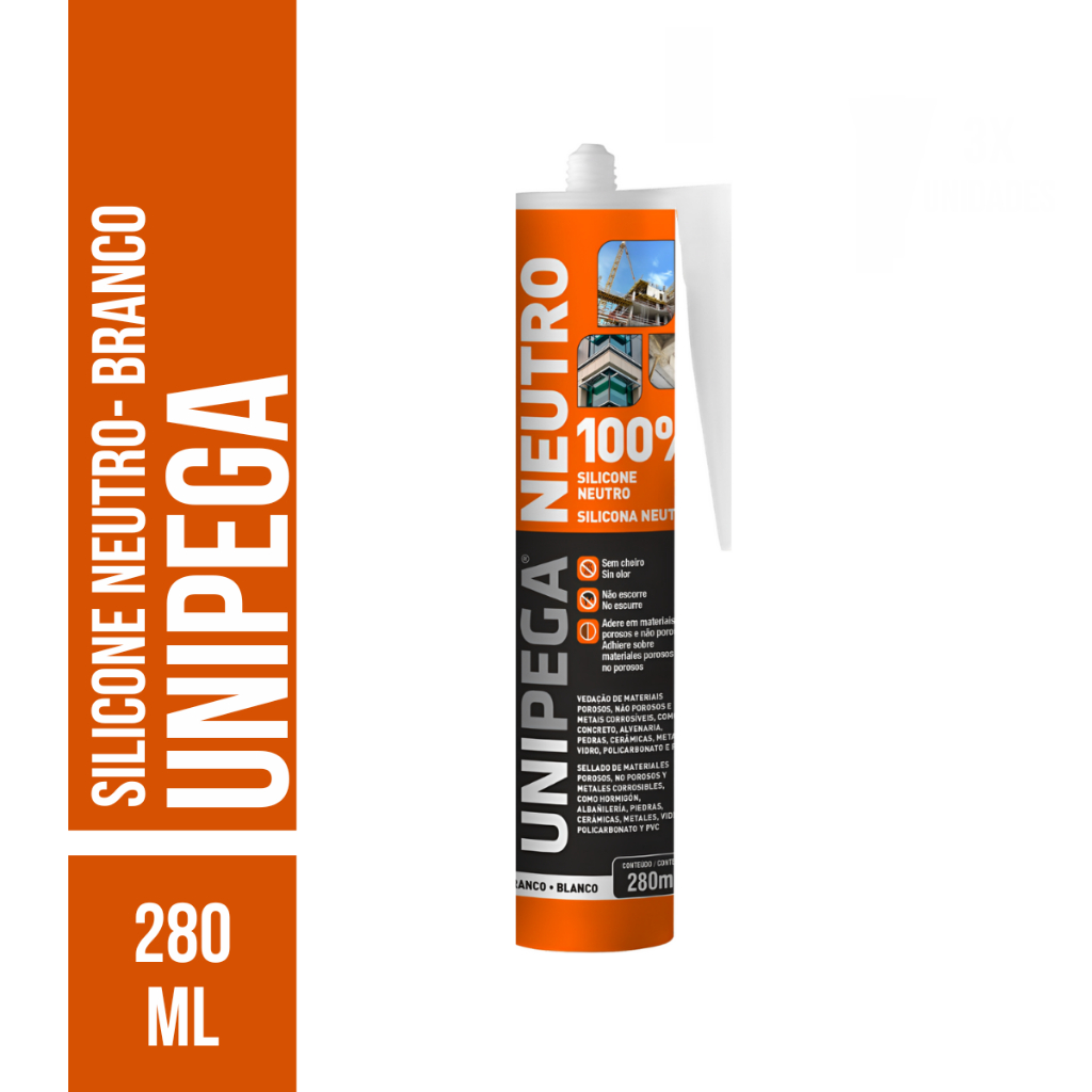 Silicone Neutro Adesivo Selante 280ml Unipega em Oferta na Shopee