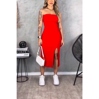 Kit com 5 Vestidos Tomara que Caia Malha Canelada em Oferta na Shopee