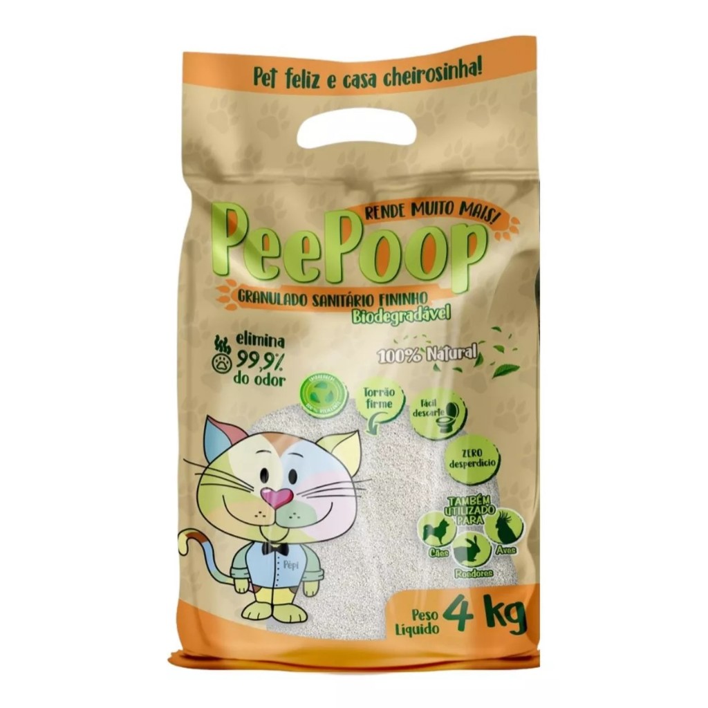 Granulado Sanitário Biodegradável PeePoop Fininho 4kg
