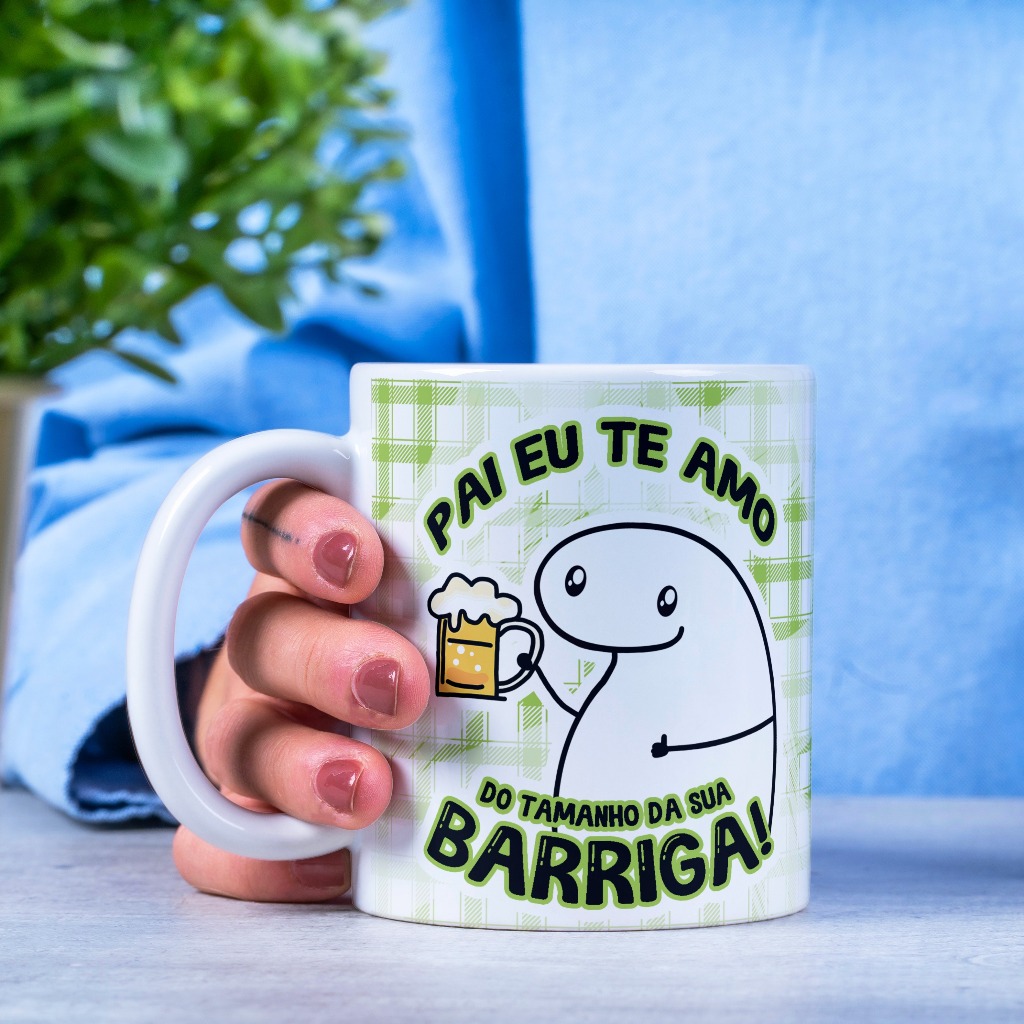 Caneca  Dia dos Pais Personalizada Pai Te Amo Do Tamanho Da Sua Barriga divertida OFERTA RELÂMPAGO