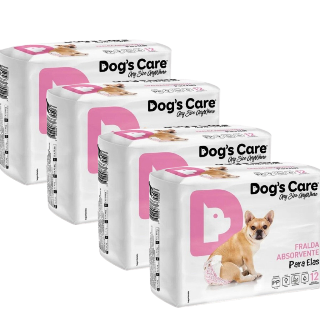 Kit Fraldas Higiênicas Dogs Care Cães Fêmeas Pp 48 Unidades