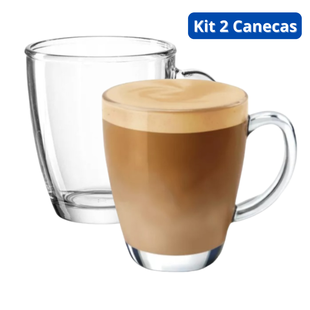 Kit 2 Canecas Transparentes Em Vidro 320ml em Oferta na Shopee
