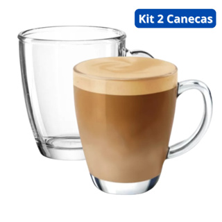 Kit 2 Canecas Transparentes Em Vidro 320ml em Oferta na Shopee