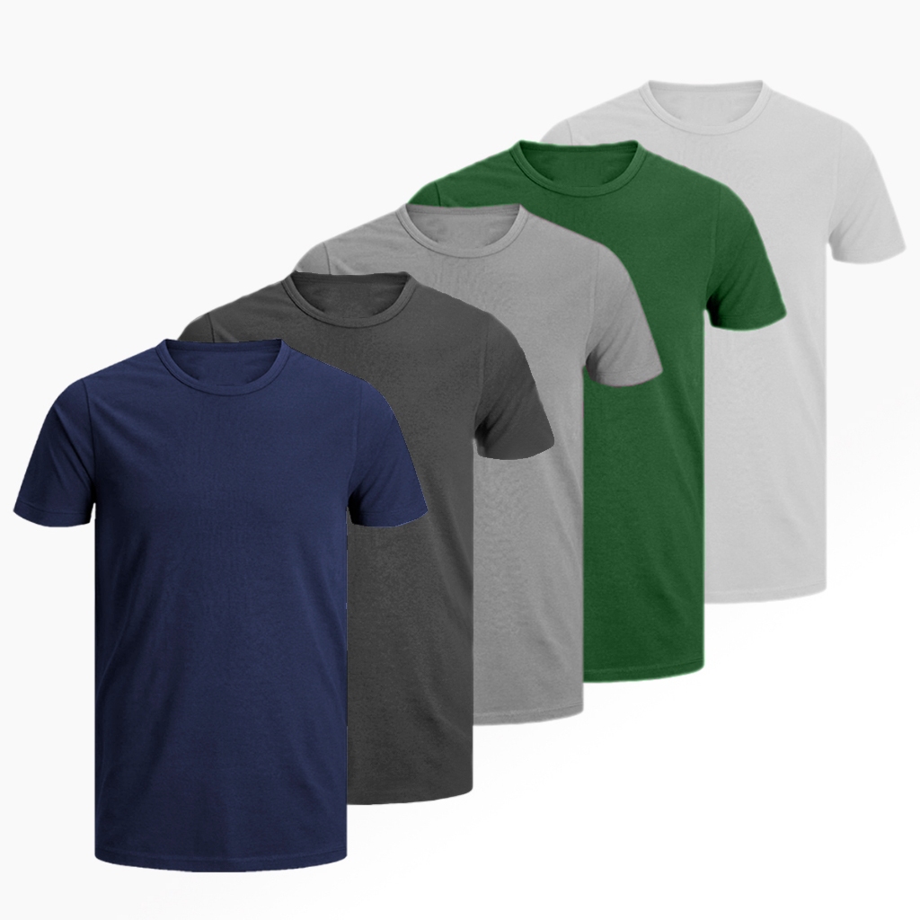 Kit 5 Camisetas Masculinas Básicas Estilo Swag Manga Curta Confort Cores