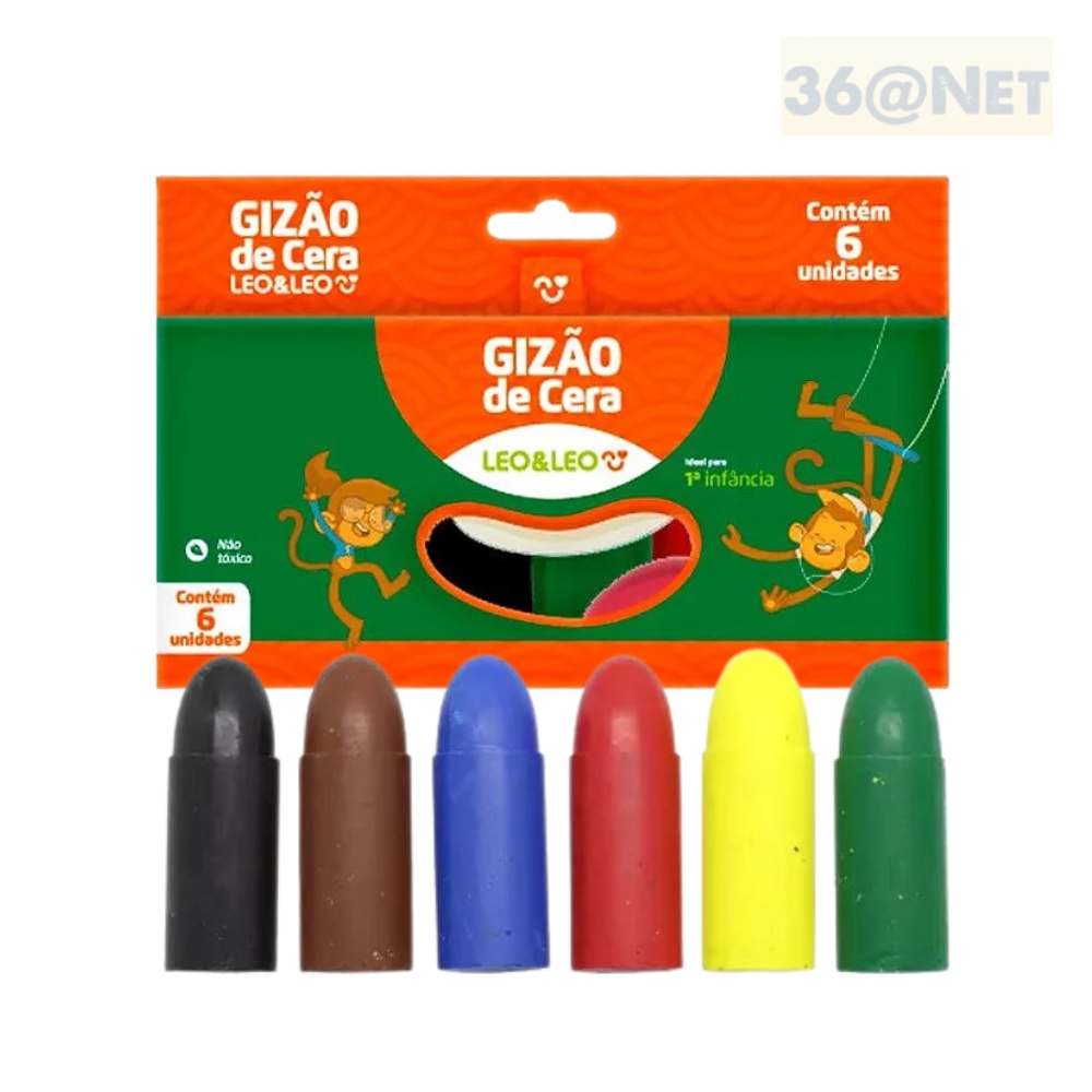 Giz de Cera grosso 6 cores Leo e Leo em Oferta na Shopee