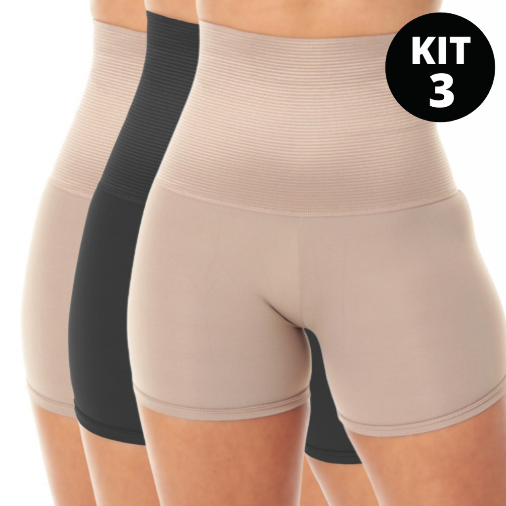 Kit 3 Cinta Modeladora Box Compressão Ingrid Modeladora Forro 100% Algodão Cueca Feminina