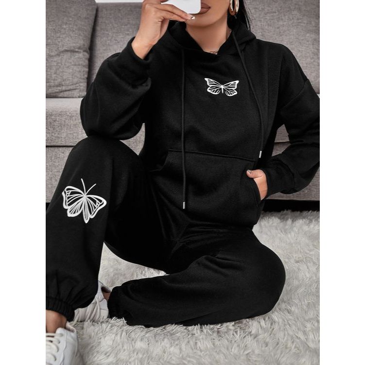 Conjunto Moletom Canguru Butterfly + Calça Moletom Flanelada Minimalista