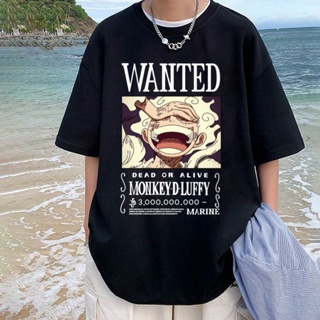 Camisa camiseta básica streetwear "monkey d luffy wanted poster" em Oferta na Shopee