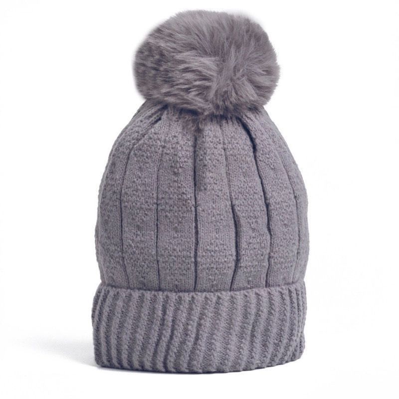 Touca Gorro de Lã Forrada Com Pompom Adulto Feminino em Tricô Forro Peluciado