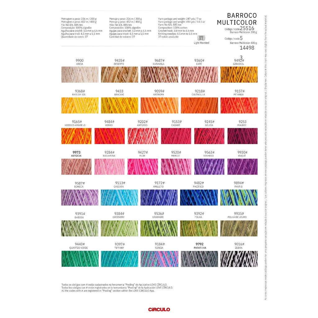 Barbante Barroco Multicolor 400g 452m Fio 6