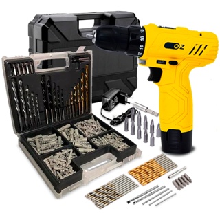 Parafusadeira Furadeira Sem Fio Bateria 12v Bivolt + Jogo 300 peças em Oferta na Shopee