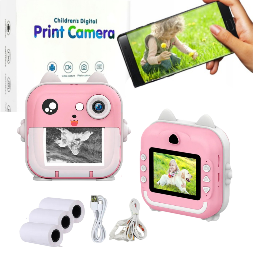 Câmera De Impressão Instantânea Para Crianças Vídeo Fotografia Digital Fotográfica Toy Mini Impressora Térmica Boy Girls Birthday Gift