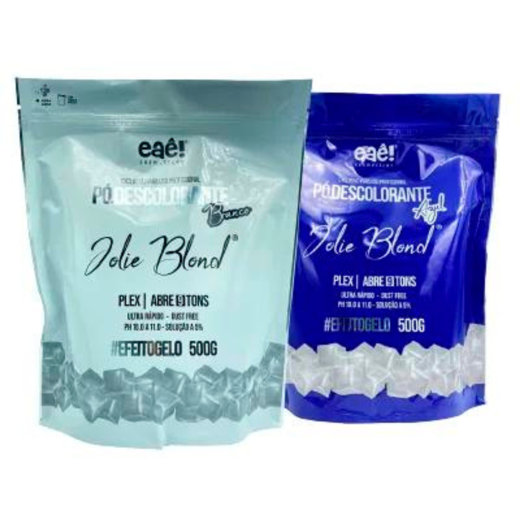 Pó Descolorante Branco Plex Abre 9 Tons Ultra Rápido Dust Free + Pó Descolorante Azul Plex Abre 9 Tons Ultra Rápido Dust Free Eaê! Cosméticos (500g)