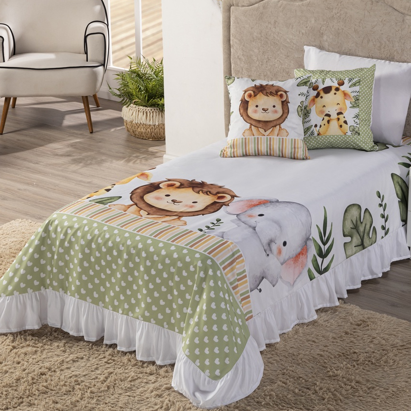 Colcha Infantil Solteiro com 6 Peças – Cobre-Leito 1,70x2,30 | Decoração Divertida para Cr...