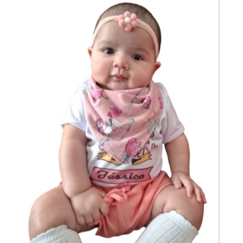 Kit 5 Babador Bandana Atoalhado Bebê Menina