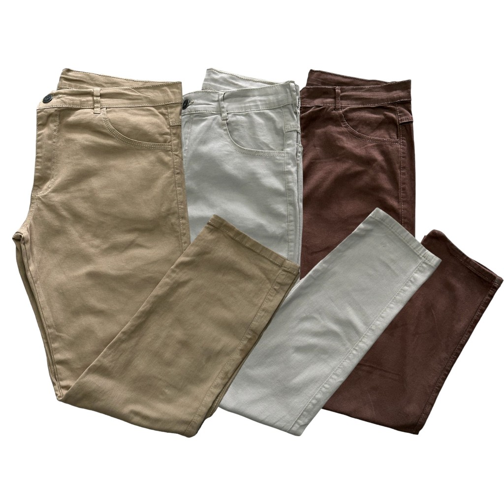 kit 3 calças masculinas sarja c/elastano slim fit ótima e super confortável confeccionada em ótima qualidade com botao