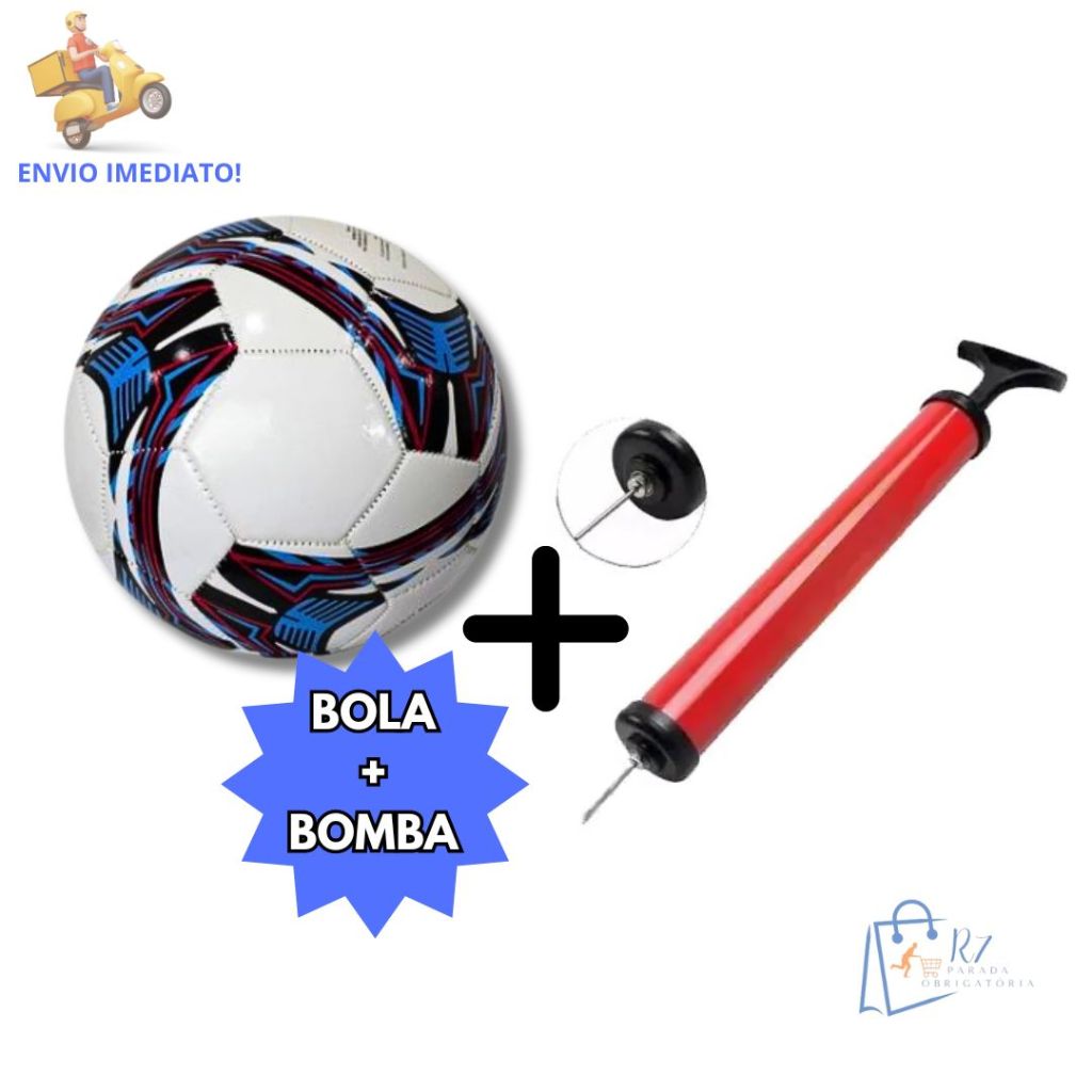 Bola Futebol + Bomba De Encher Manual Futebol De Campo Infantil Bolas Coloridas Bico De Bola Bomba De Ar Bombeador