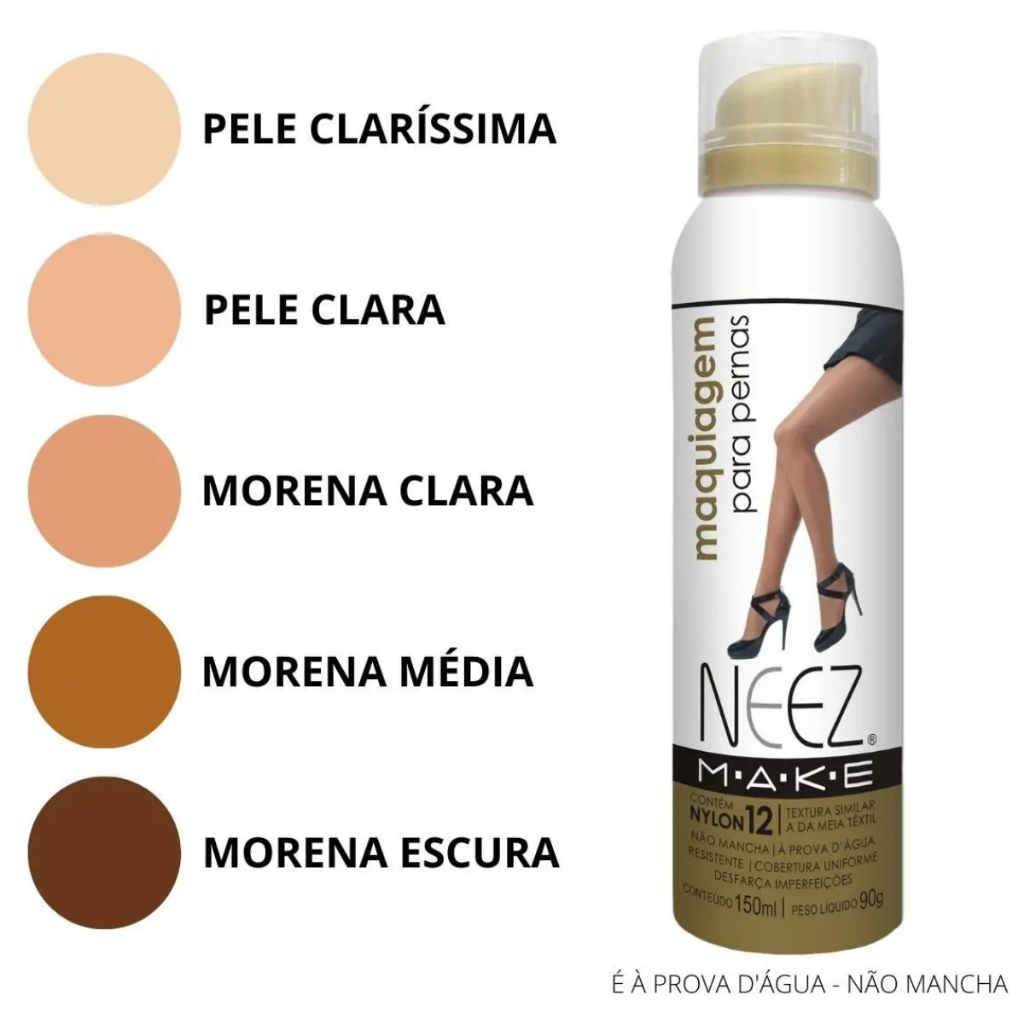 Base Corporal de Maquiagem P/ Pernas Neez 150ml Esconde Estrias e Varizes em Spray