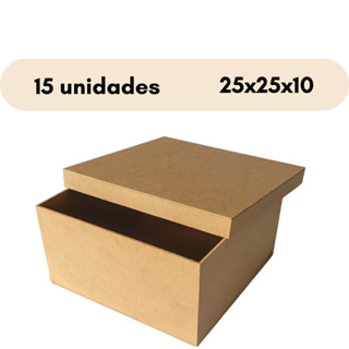 Caixa Mdf Cru Com Tampa 25x25x10 Convite Padrinhos - 15 unidades em Oferta na Shopee