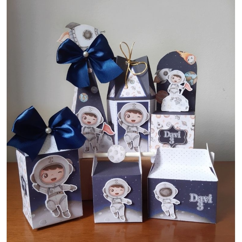 kit festa astronauta personalizados, lembrancinha, caixa festa infantil, aplique 3d