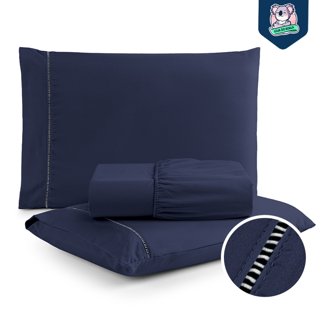 Jogo de Lençol Queen 400 Fios Percal Flex 3 Peças - Ultra Macio - Resistente - com Ponto Palito em Oferta na Shopee