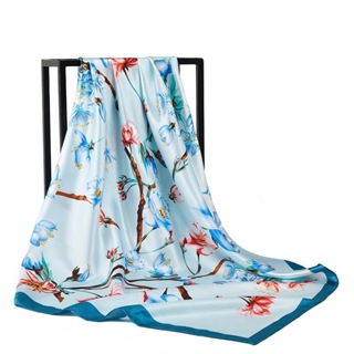 Lenço quadrado de cetim para mulheres, lenço de seda, de cabelo, lenço de cabeça, echarpe, xale, 90cmX90cm em Oferta na Shopee