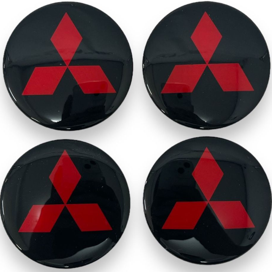 Jogo 4 Emblema Logo Adesivo Roda Mitsubishi 58mm
